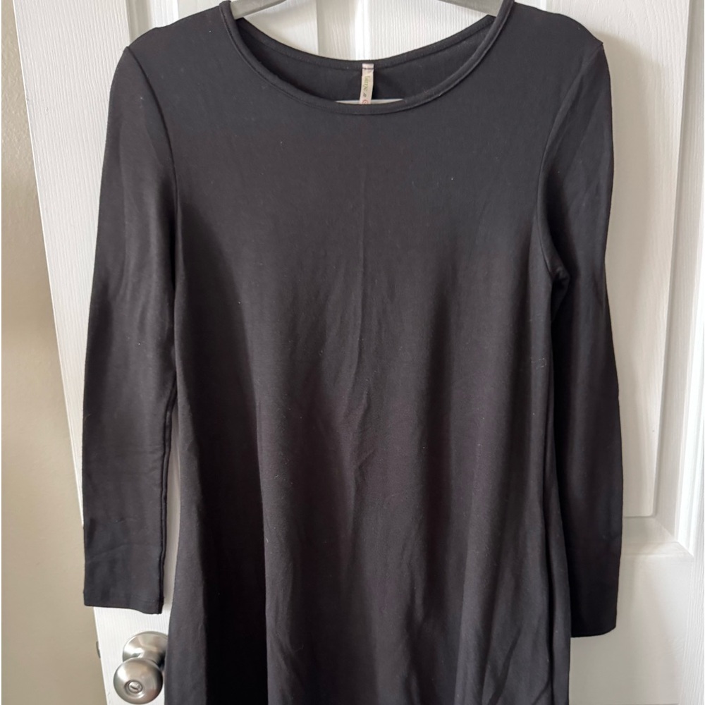 Lime n Chile Black A-Line Cotton Dress, S, Long Sleeves, Pockets NWOT - Picture 5 of 5